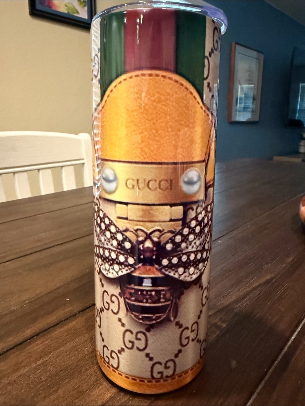 VIP Patterned Stainless Tumbler in Brown, Green & Red 20oz